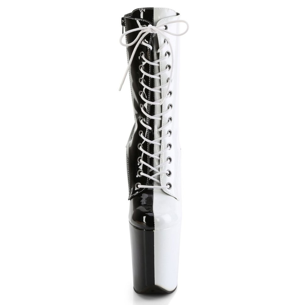 Platform Two Tone High Heel Lace Up Ankle Boots